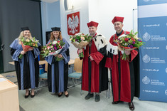 Od lewej: dr Justyna Stecko, dr hab. Beata Zatwarnicka-Madura, prof. PRz, prof. dr hab. inż. Piotr Koszelnik i prof. dr hab. Grzegorz Ostasz, fot. Arkadiusz Surowiec